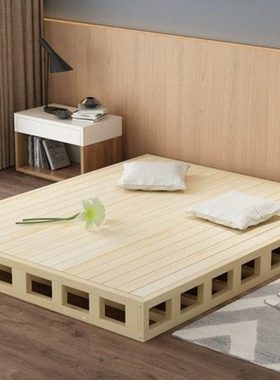 实木硬板床垫1.8米双人排骨架护腰床板1.5米席梦思榻榻米地台床架