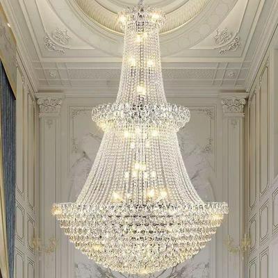 覆式楼水晶大吊灯别墅客厅灯楼中楼挑空法式轻奢中空后现代长吊灯