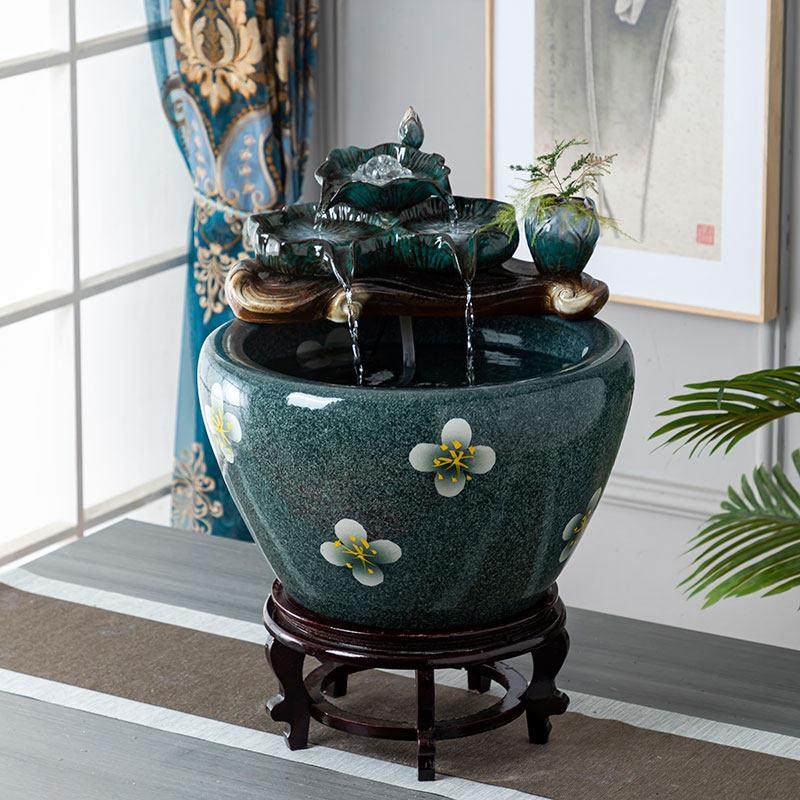 大型陶瓷流水鱼缸水缸阳台造景水循环鱼缸办公室客厅养鱼缸落地缸,宠物/宠物食品及用品,桌面缸,淘宝优惠券,粉丝福利购,淘宝优惠卷