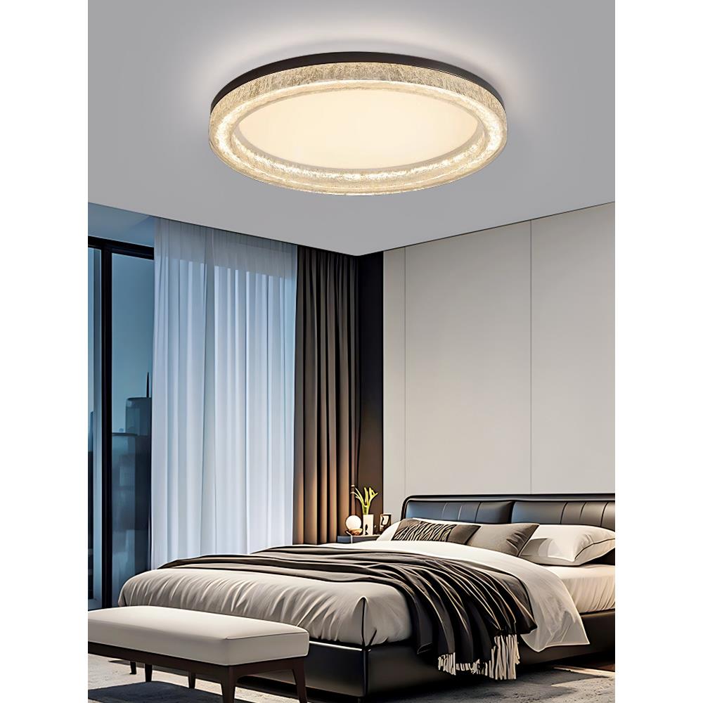 意式极简卧室灯吸顶灯2025新款设计师款全铜树脂圆形护眼房间灯具