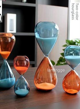 双色水滴沙漏彩色玻璃计时器北欧家居摆件情侣礼物生日礼品送同学