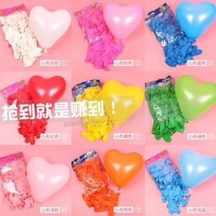 热卖 饰彩色乳胶气球 12寸2.2克100只装 大号心形气球爱心汽球婚房装