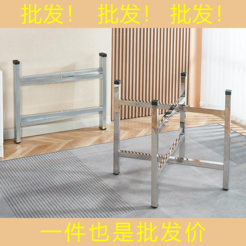 简易大圆桌架可折叠镀锌不锈钢桌腿支架桌脚餐桌折叠桌腿桌脚架子