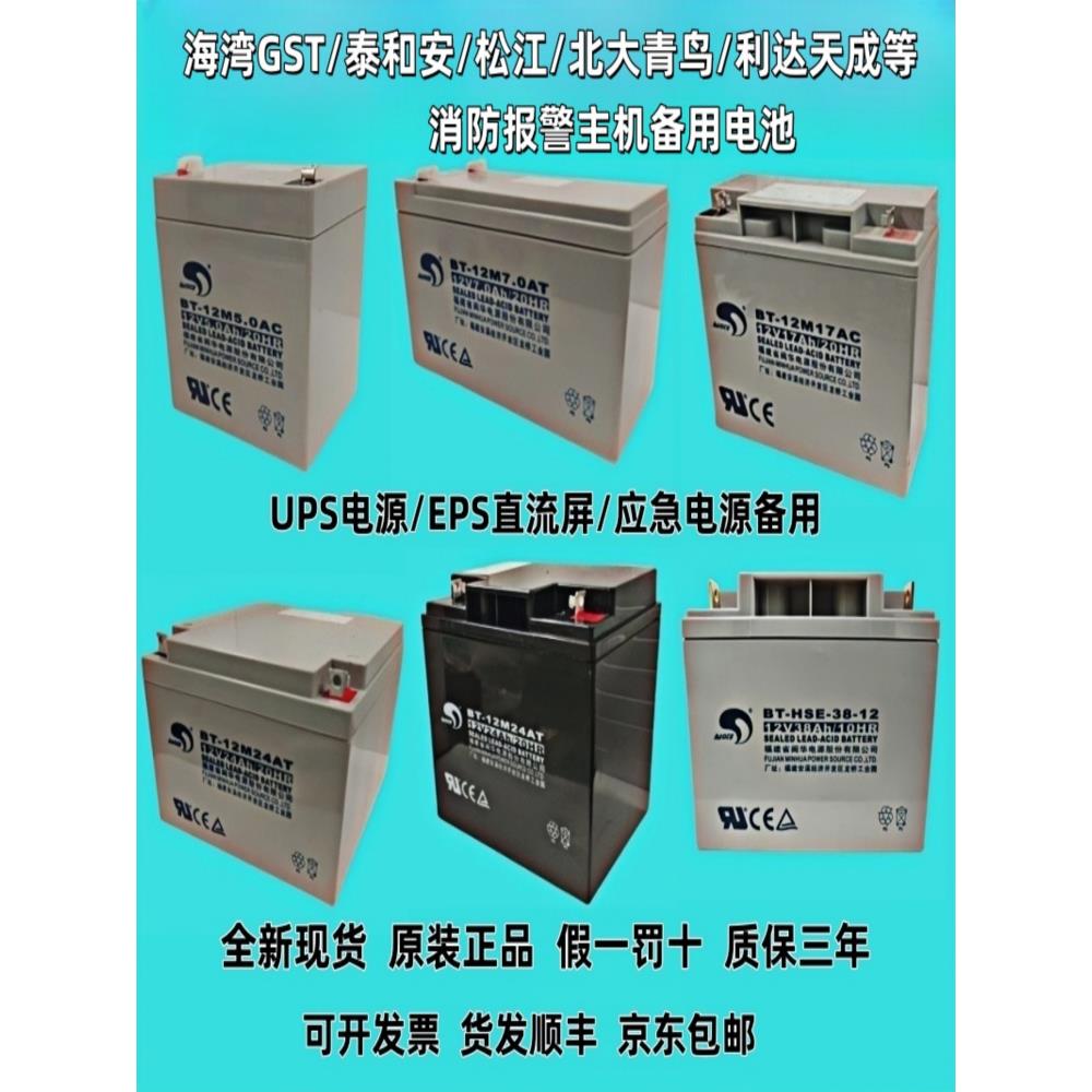 赛特蓄电池BT-12M12V7AH5a12a24a38ah海湾泰和安消防主机备用电池