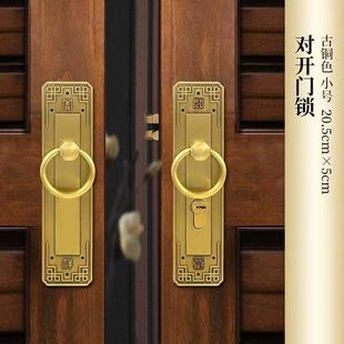 仿古门锁房门室内纯铜卧室全铜门锁家用通用新门锁黄铜静音 中式