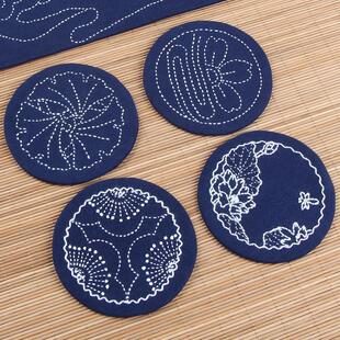 DIY手绣材料包套件织物茶垫杯垫创意礼品Sashiko绣初学者材料包