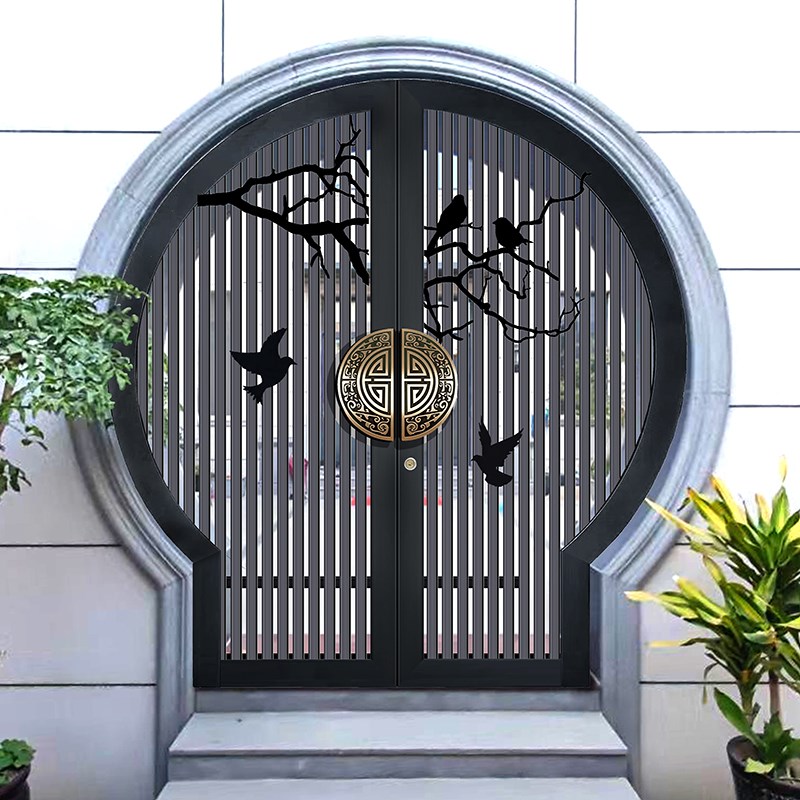 新中式月亮門(mén)圓門(mén)庭院門(mén)別墅大門(mén)入戶門(mén)仿銅Y拉手花園門(mén)