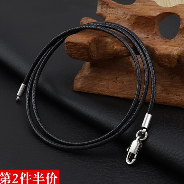 蜡绳黑皮绳项链绳子手工绳戒指黄金蜜蜡翡翠玉石吊坠挂绳男士女款