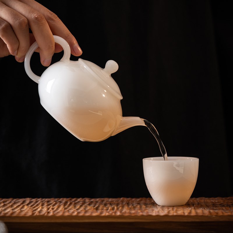 冰种璞玉茶壶德化白瓷泡茶器单壶功夫茶具带球孔过滤茶壶家用简约