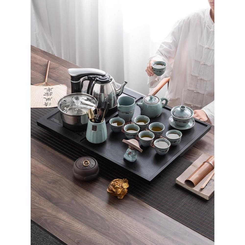 底水壶集成小石茶盘全自动茶具一套家庭客厅功夫茶几
