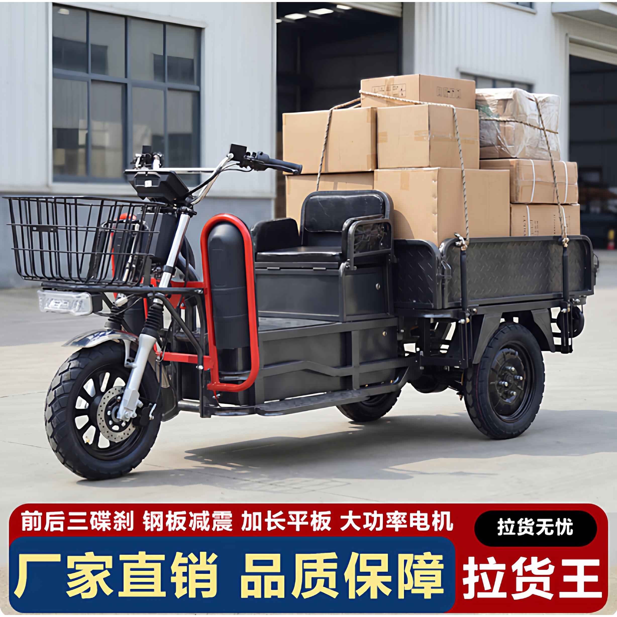 载重王三轮车电动三轮车拉货载货山区爬坡小型路霸长续航锂电瓶车