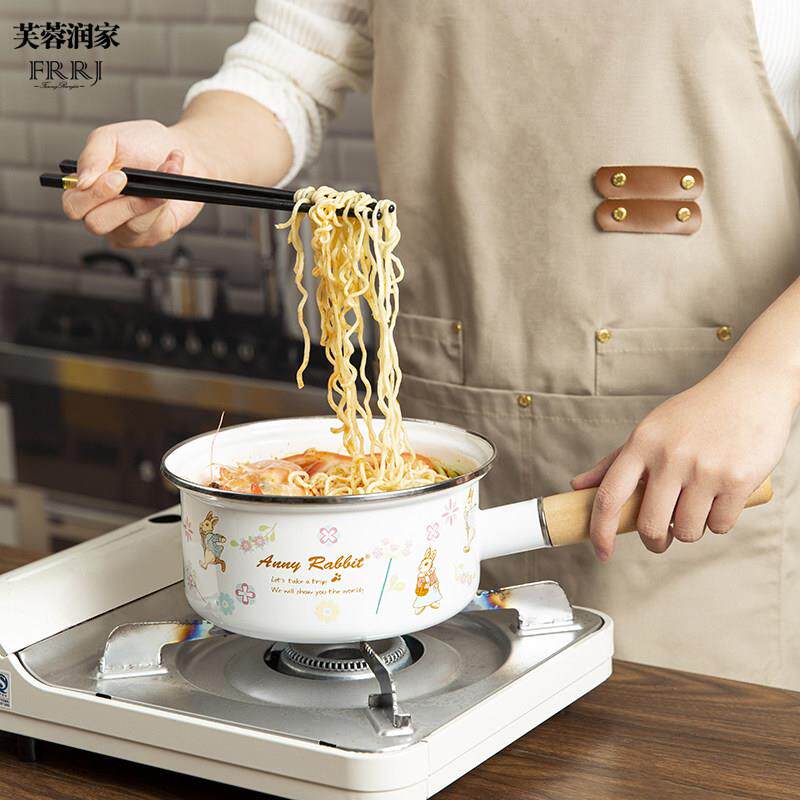 搪瓷奶锅单柄婴儿辅食锅热牛奶煮蛋泡面一人食高级珐琅加厚小汤锅