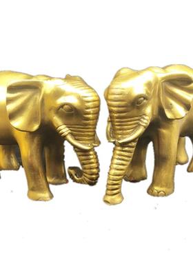 黄铜大象摆件花纹光面如意直鼻子招财卷鼻大号福禄元宝象家居礼品