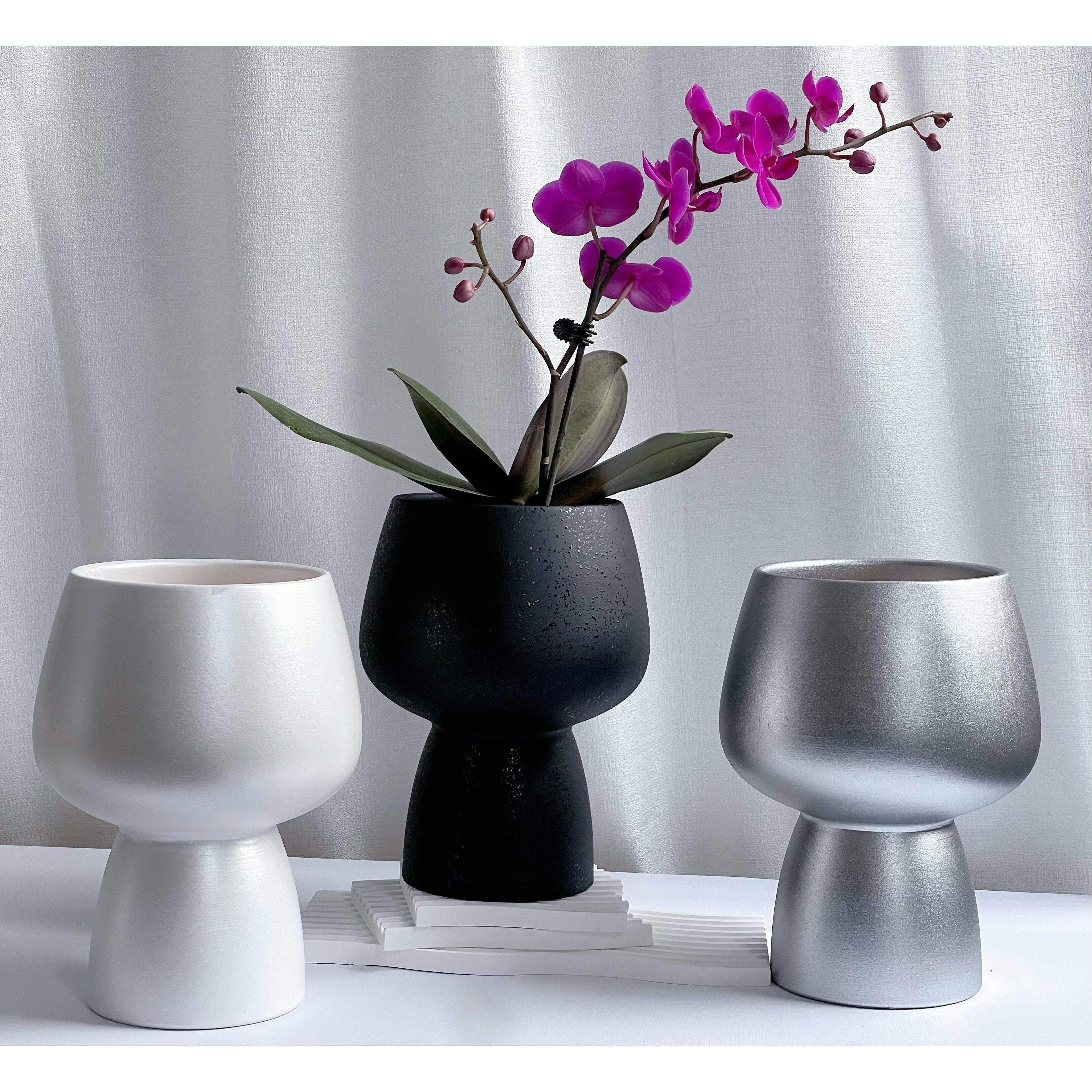 外贸花盆高脚北欧极简风桌面家居陶瓷蝴蝶兰高档轻奢高级感花器,鲜花速递/花卉仿真/绿植园艺,花盆,淘宝优惠券,粉丝福利购,淘宝优惠卷