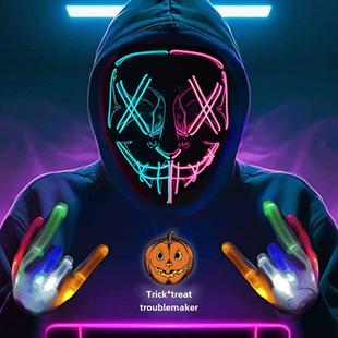 万圣节面具儿童小丑恐怖全脸面具骷髅狼人杀人赛博朋克男女发光头