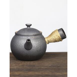 粗陶壶侧把干烧壶围炉煮茶壶泡茶陶瓷大容量烧水壶明火电陶炉炭火