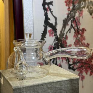 玻璃茶壶侧把烧水玻璃壶 明火玻璃壶耐高温防爆煮茶壶茶灯空气灯