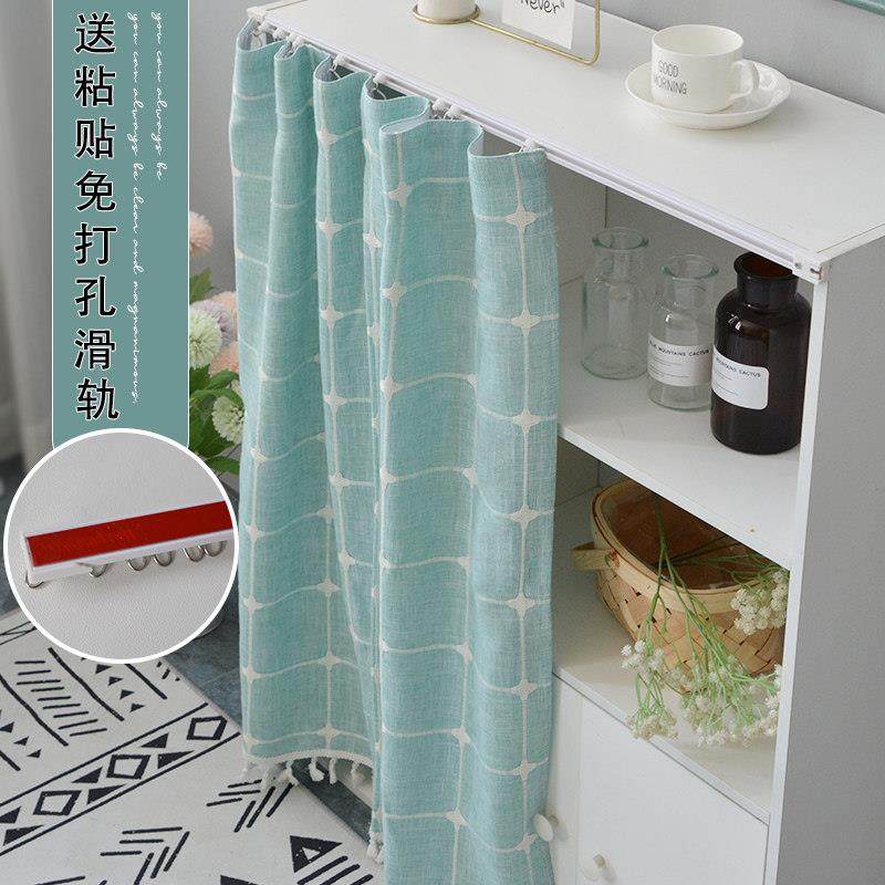 小清新柜子遮挡帘免打孔滑轨帘子衣柜鞋柜书柜橱柜门帘防尘遮丑帘,居家布艺,柜类遮挡帘,淘宝优惠券,粉丝福利购,淘宝优惠卷