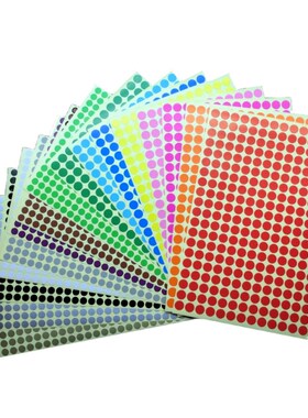 6mm8mm彩色圆点标签贴纸圆形不干胶小圆K点标签贴纸数字贴纸红色