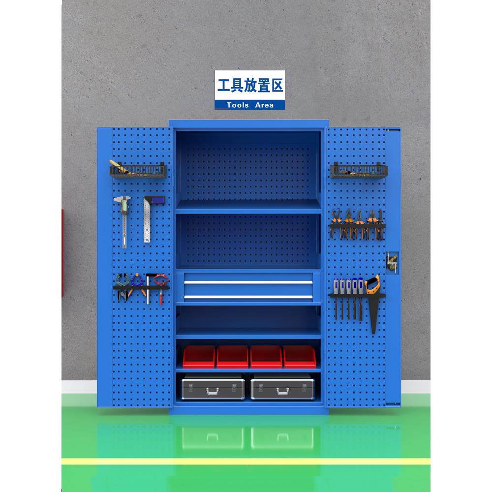 重型工具柜工厂车间铁柜多功能五金储物柜双门汽修工具柜小车