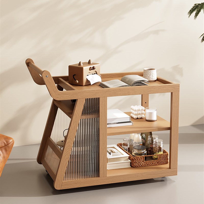 帕美迪可移动双层k巴士沙发边几中古风客厅小推车置物架小户型家