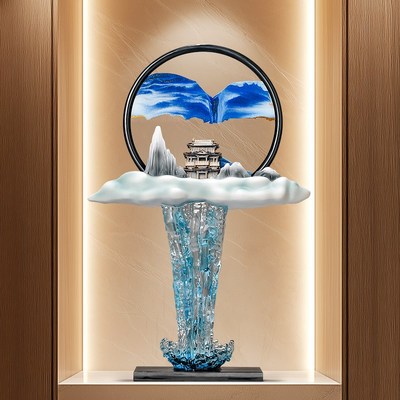 流水生财假山流沙画摆件客厅入户玄关造景办公室高级感家居装饰品