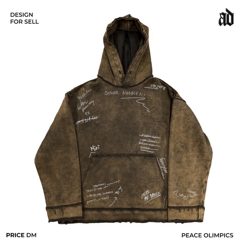 亚文化版型!美式重磅!小众手写英文日常简约休闲质感卫衣男女款