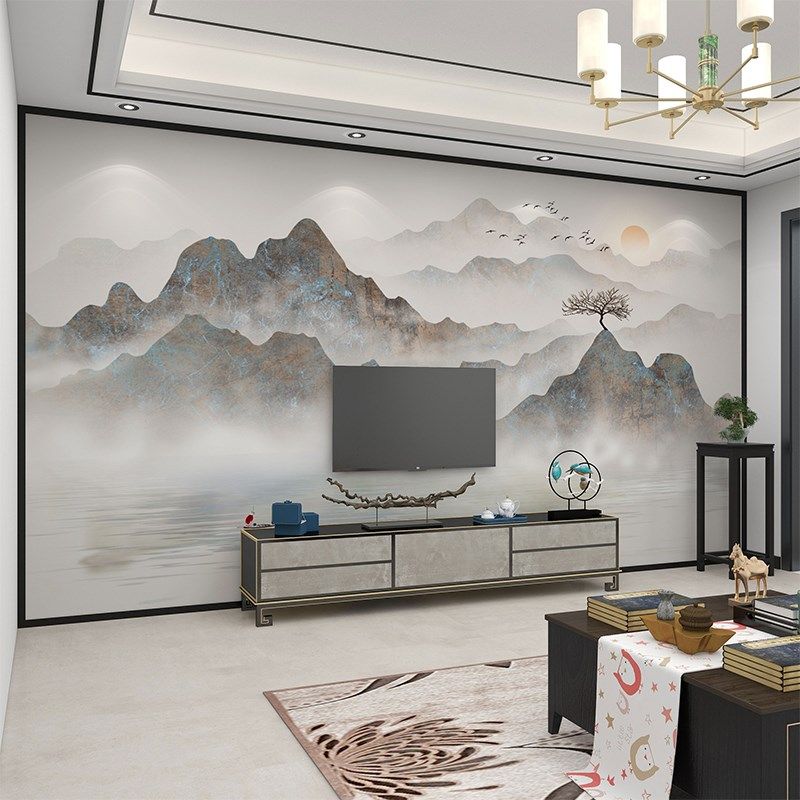 2024新款电视背景墙壁纸8D网红装饰壁画北欧简约麋鹿影视自粘墙布,家装主材,定制壁画,淘宝优惠券,粉丝福利购,淘宝优惠卷