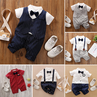 新生婴儿儿衣服男宝宝一百天拍照100三四个多月夏季潮牌帅气5满月