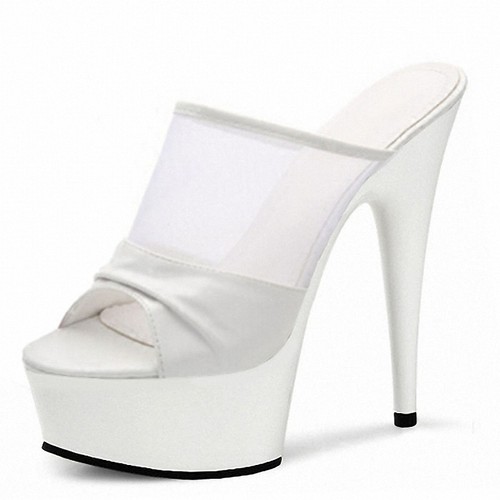 闪粉亮片色拼接浅口一字凉拖18公分超高跟鞋细跟20cm厚底水晶拖鞋