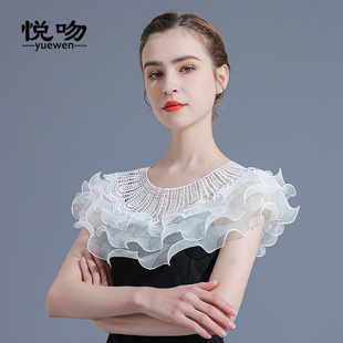 网纱坎肩上衣 女超仙蕾丝斗篷小披肩女夏百搭短款 搭配吊带裙 罩衫