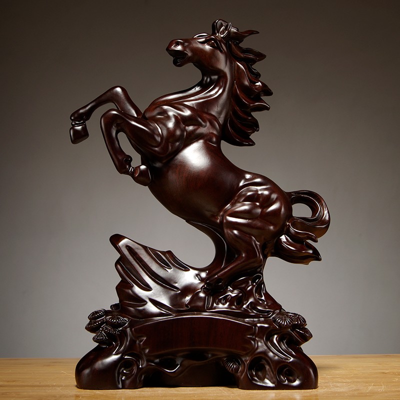 黑檀木马到成功雕刻摆件家居客厅办公室实木马装饰工艺品开业送礼