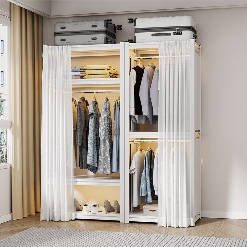 防尘门帘衣帽间大衣柜遮挡布轨道滑轨免打孔开放式柜子拉帘子书柜
