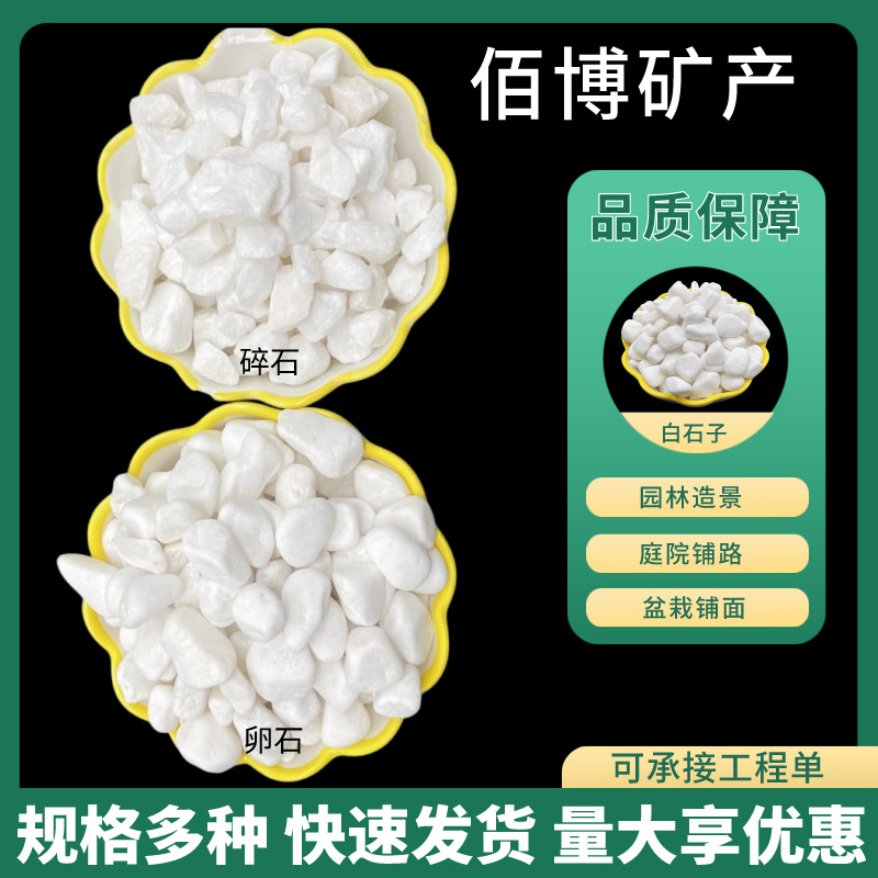 供应白色鹅卵石水族花园景观造景装饰鹅卵石庭院铺面地坪用鹅卵石