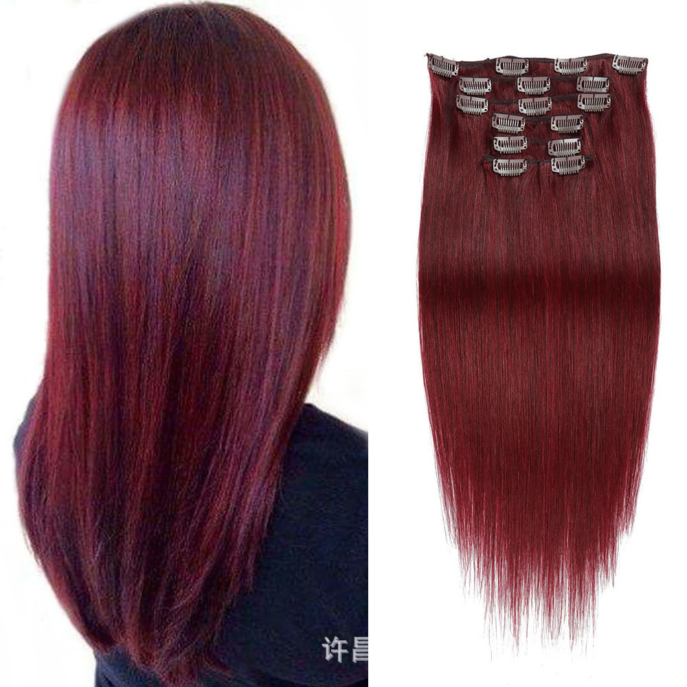 真人发厂家批发#99j卡子发接发片十件套Clipinhair真人假发