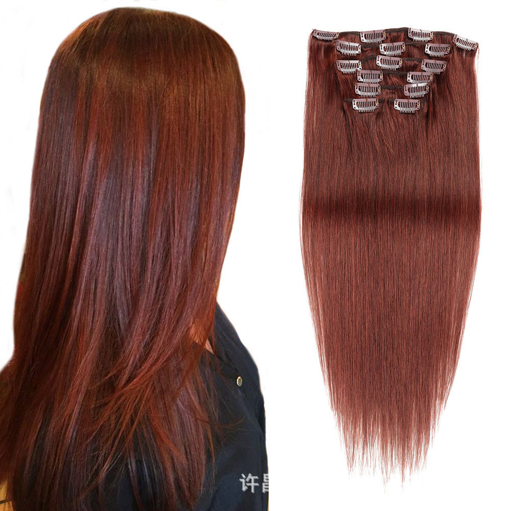 欧美假发HumanHair#33真人发卡子发假发接发片厂家批发