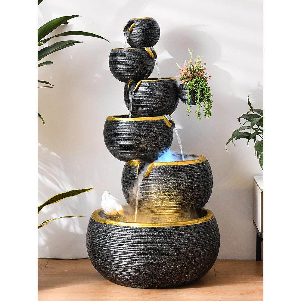 创意欧式流水喷泉装饰家居客厅加湿招财水景现代简约落地式鱼塘装