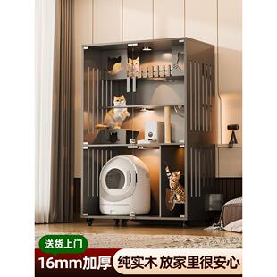 猫别墅实木家用猫窝宠物猫超大空间全景猫柜猫窝室内猫房猫屋