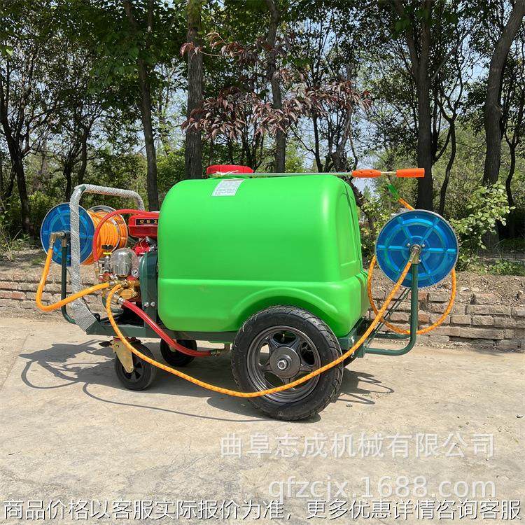 养殖场手推式消毒机 汽油四轮推车高压喷雾机 小型果树杀虫打药机