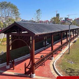 防腐木古建长廊彷古休闲凉亭中式庭院连廊户外文化实木别墅走廊