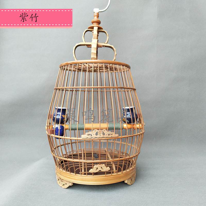 精品腰鼓画眉鸟笼 紫竹制品 八哥蜡嘴四喜鸟笼老竹鼓低鸟笼配件