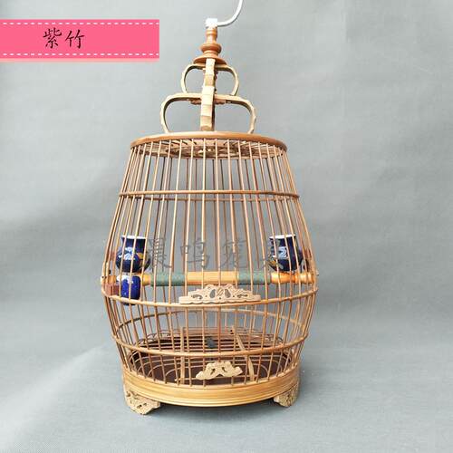 精品腰鼓画眉鸟笼 紫竹制品 八哥蜡嘴四喜鸟笼老竹鼓低鸟笼配件