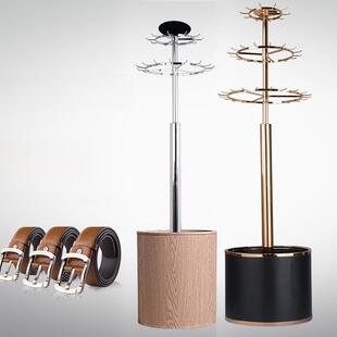 金属皮带腰带展架领带货架钛金陈列道具双层旋转皮带展示架