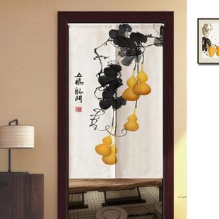 布挂帘 五福临门葫芦图吉祥门帘布艺客厅过卧室隔断厨房卫生间中式