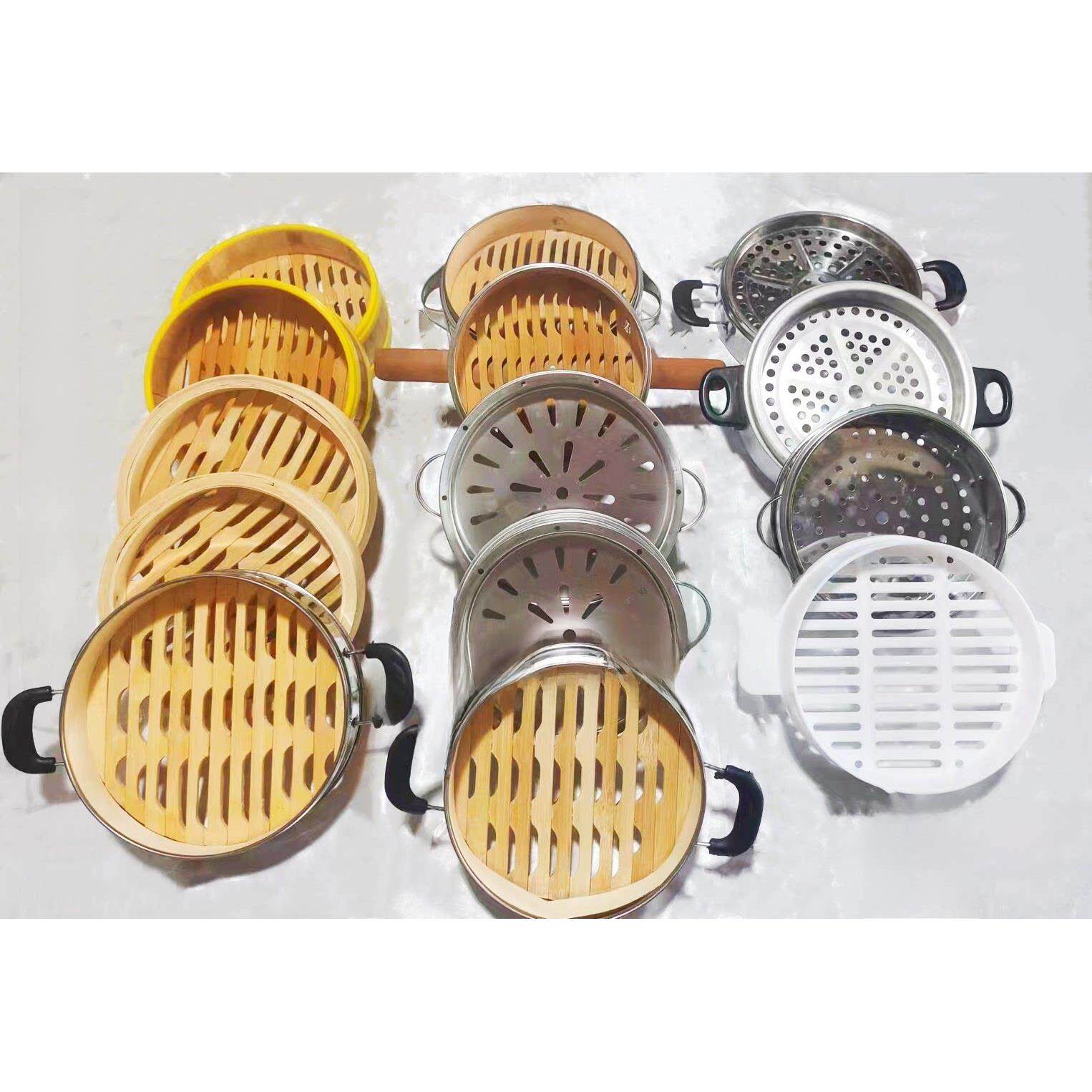 沙县小吃蒸饺馒头，不锈钢无磁竹底蒸笼，蒸竹底加高组合