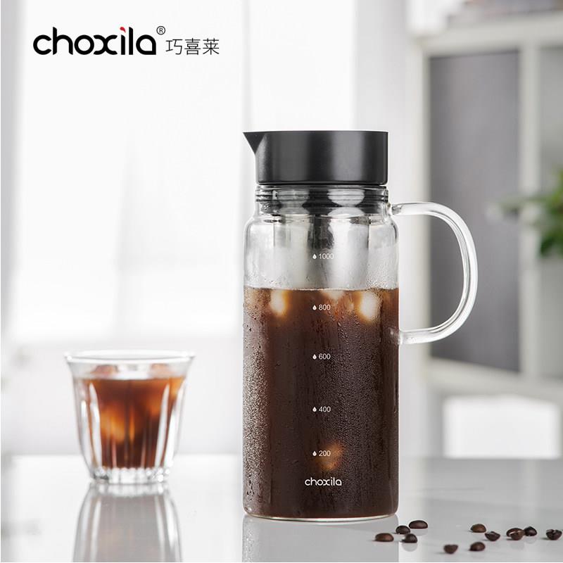 choxila冷萃咖啡壶双层不锈钢过滤网冰滴壶大容量果茶玻璃冷泡壶