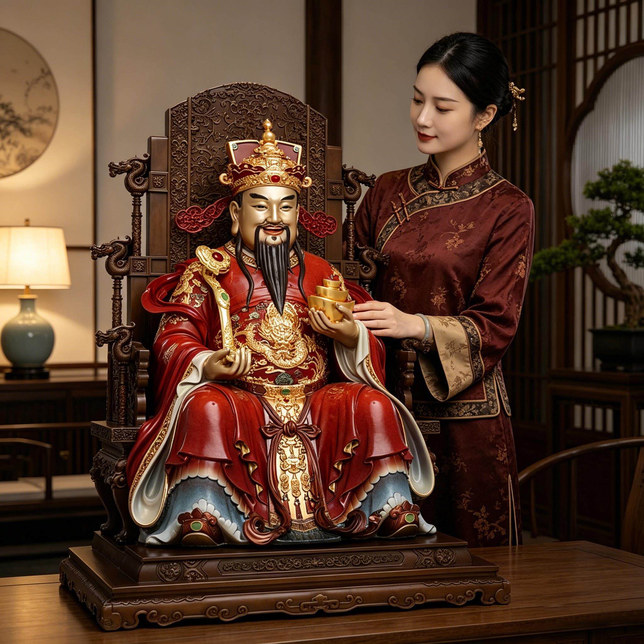 铜财神爷供奉神像家里供奉文财神店铺客厅办公室摆件范蠡比干佛像