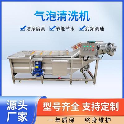荔枝气泡清洗机采用不锈钢材质通过鼓浪对产品进行清洗果蔬清洗
