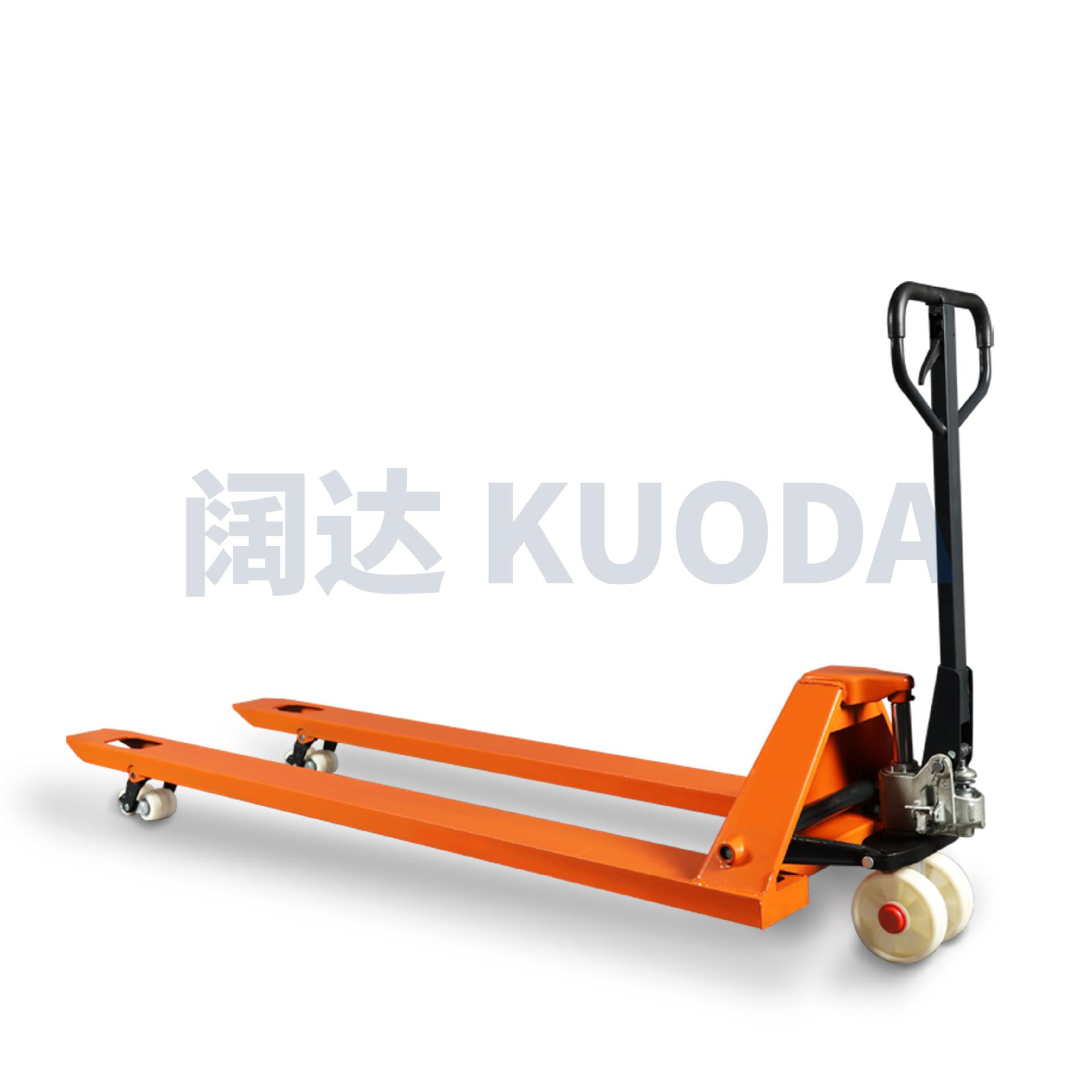 加长手动叉车搬运车地牛1.6m1.8m2m2吨吨托盘叉车液压搬运车