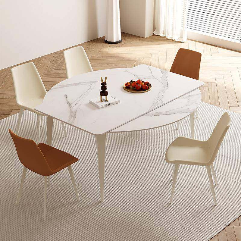 奶油风岩板餐桌可变圆桌折叠伸缩收缩现代简约小户型方圆两用饭桌,商业/办公家具,餐桌椅系列,淘宝优惠券,粉丝福利购,淘宝优惠卷